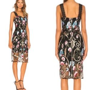 Bronx and Banco Black Floral Midi Dress